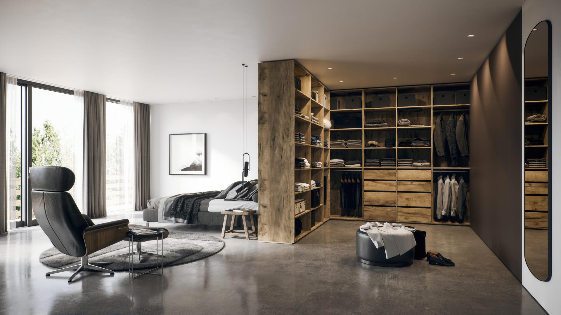 Walk-in wardrobe by ecoleo, Swiss online furniture made to measure